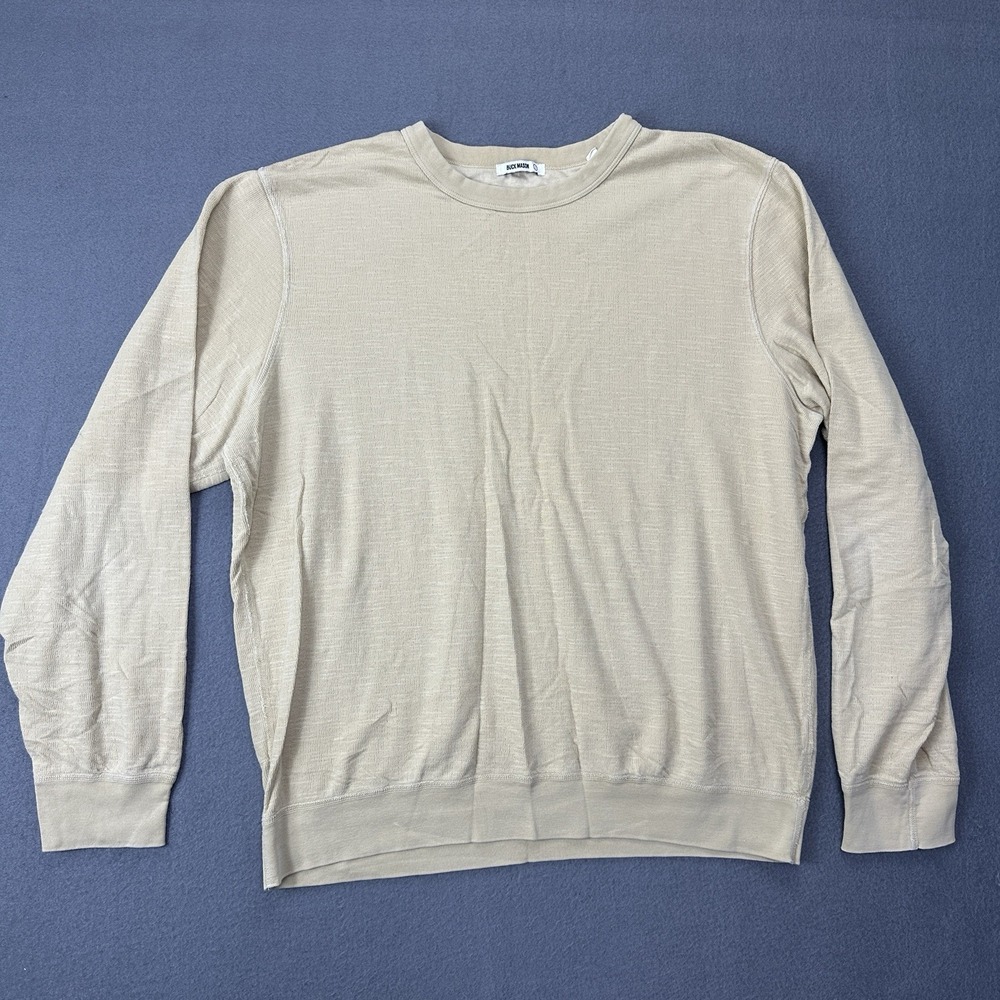 Buck Mason Sweater Mens Large Yellow Long Sleeve Cotton Blend Comfort BM 15010